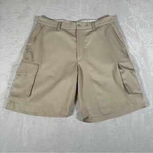 Nat Nast Cargo Shorts Men Size 36 Beige Silk Blend Slash Pockets 10" Inseam